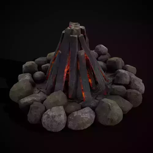 Small Round Camp Fire Low-poly 3D model