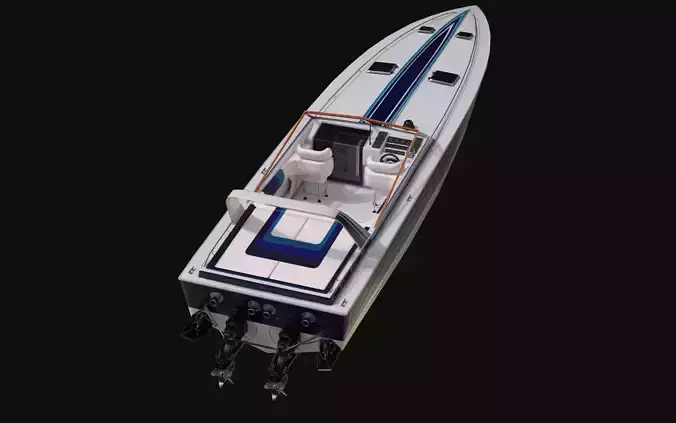 Miami Vice PowerBoat - 1985 Chris Craft Stinger 390X Low-poly 3D model