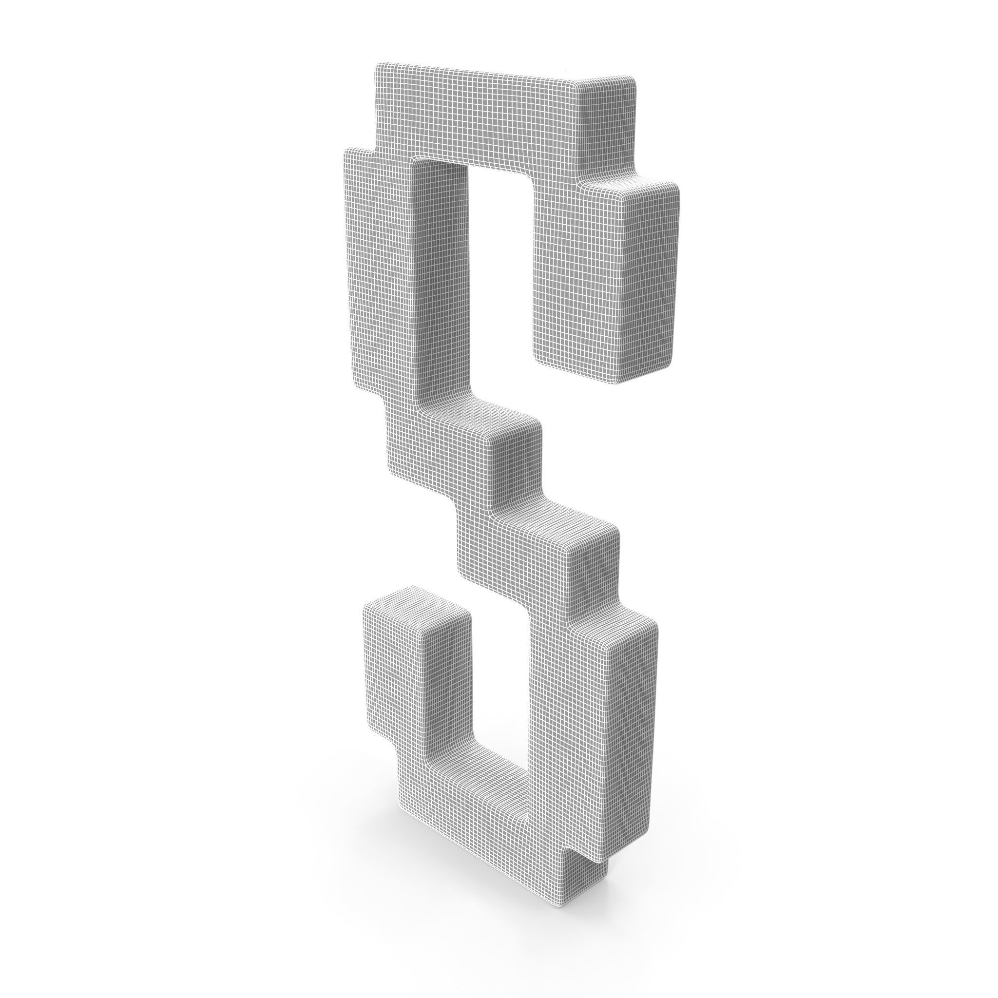 S Alphabet letter 3D model_7
