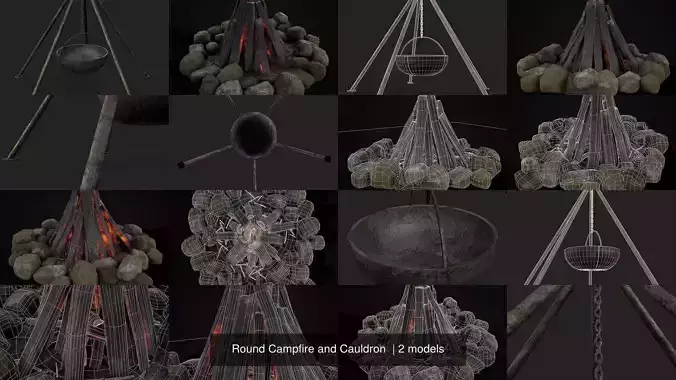 Round Campfire and Cauldron 