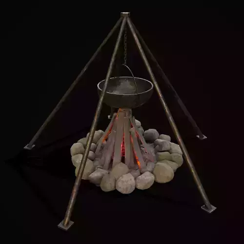Round Campfire and Cauldron  3D Model Collection