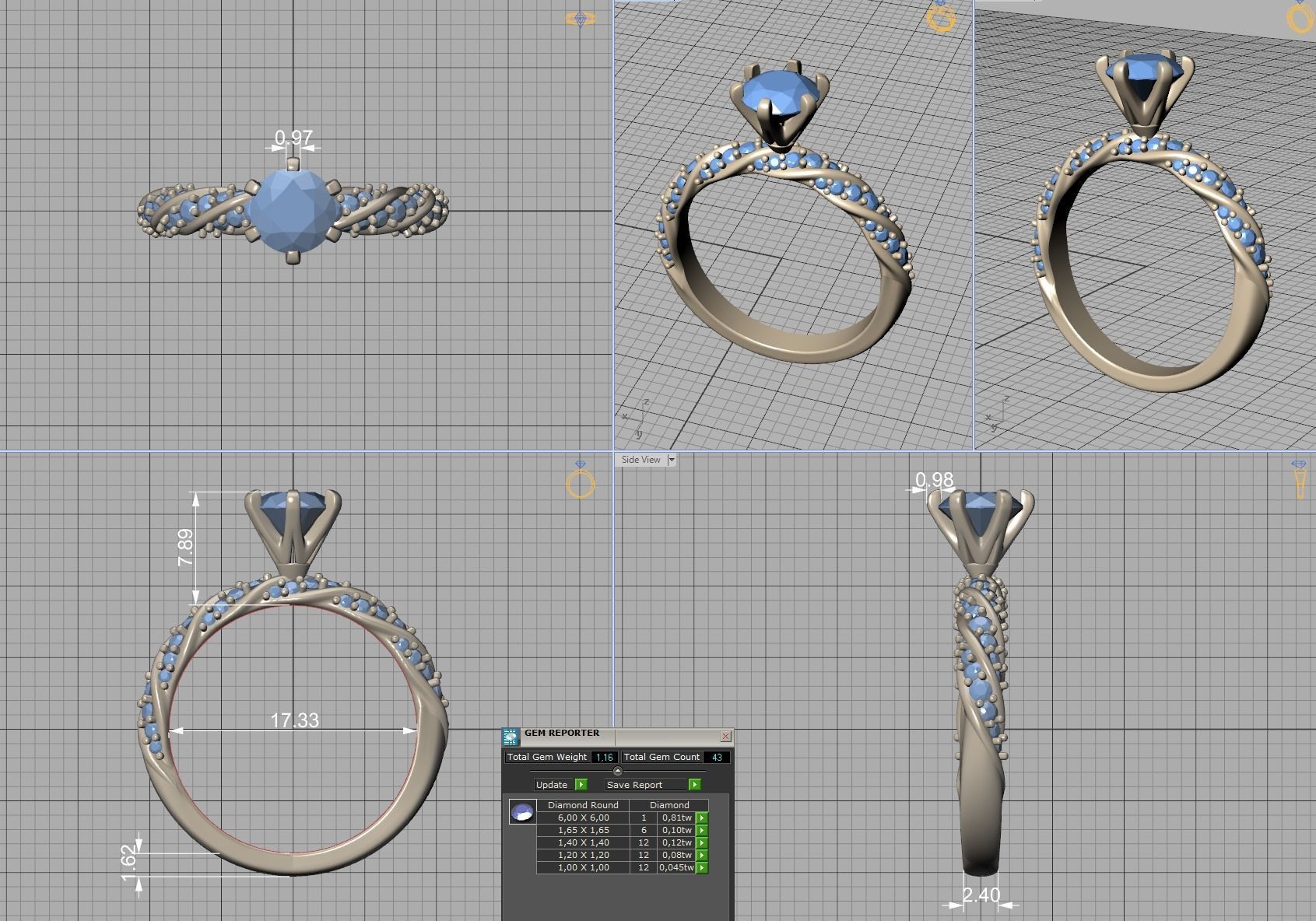 Olivia Jewelry Set Bridal Set Engagement and Matching band 3D Model Collection_39