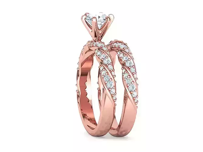 Olivia Jewelry Set Bridal Set Engagement and Matching band 3D Model Collection