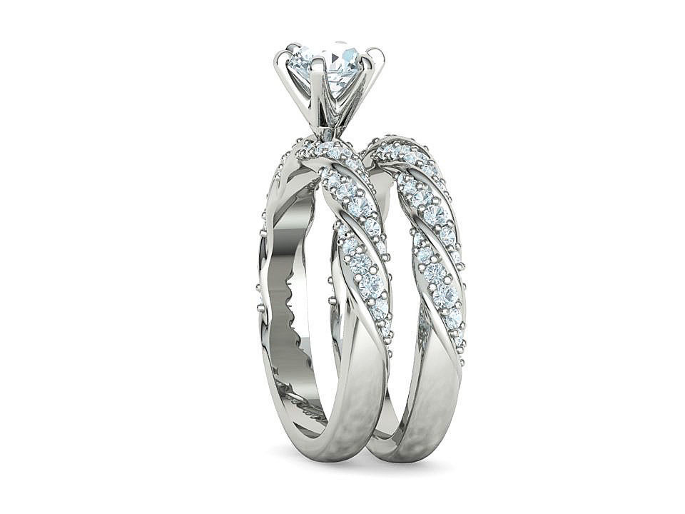 Olivia Jewelry Set Bridal Set Engagement and Matching band 3D Model Collection_2