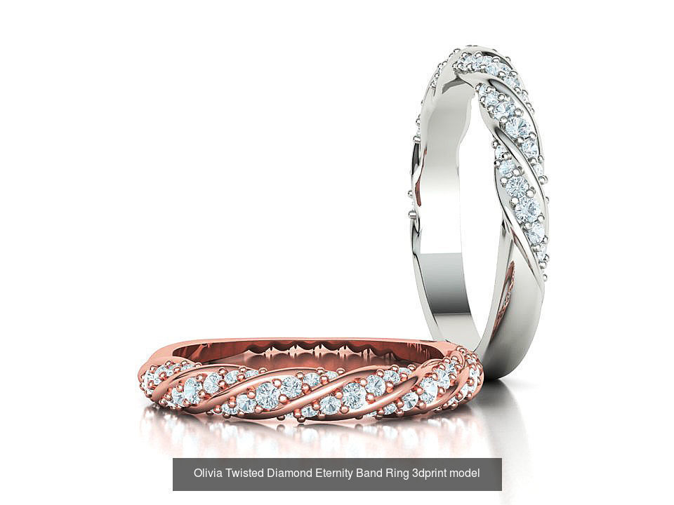 Olivia Jewelry Set Bridal Set Engagement and Matching band 3D Model Collection_4