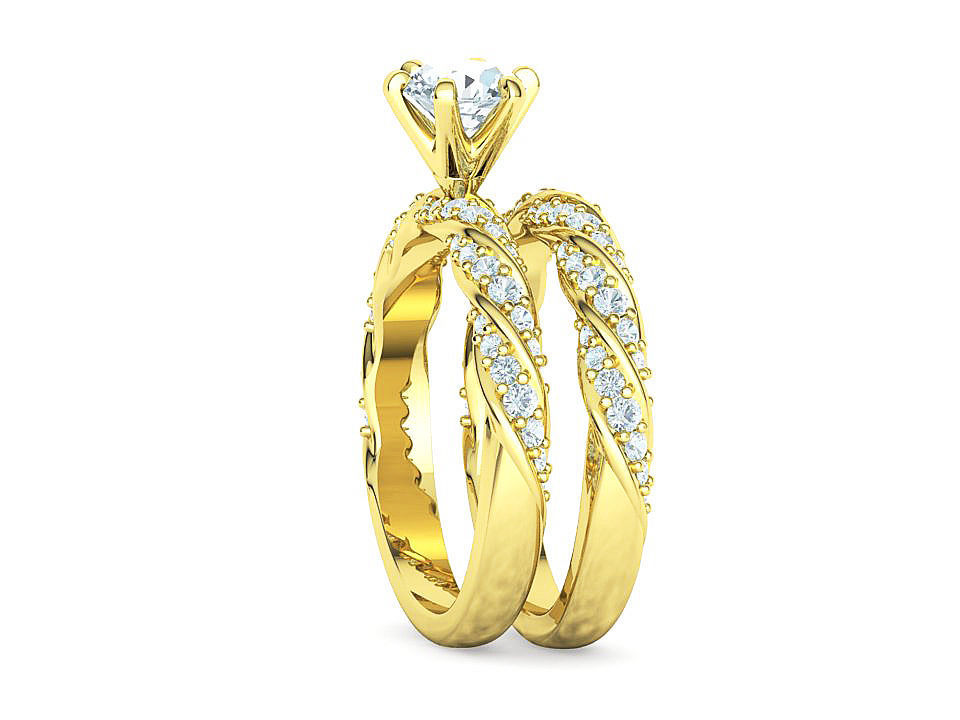 Olivia Jewelry Set Bridal Set Engagement and Matching band 3D Model Collection_1