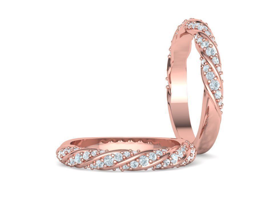 Olivia Jewelry Set Bridal Set Engagement and Matching band 3D Model Collection_7