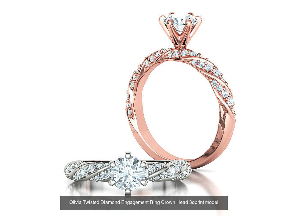 Olivia Jewelry Set Bridal Set Engagement and Matching band 3D Model Collection_3