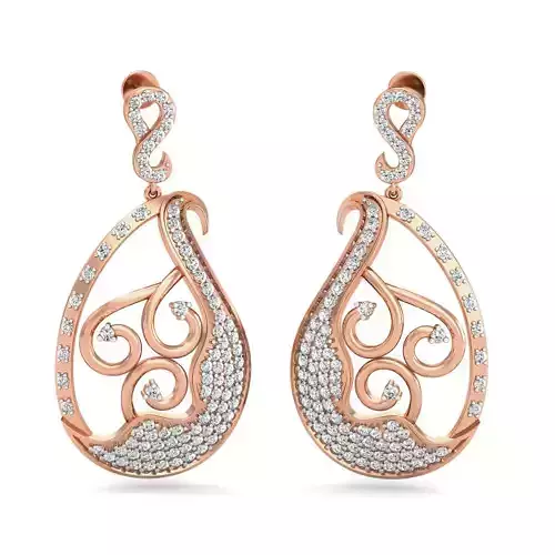 Women long earrings 3dm stl render detail