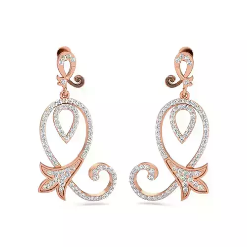 Women long earrings 3dm stl render detail