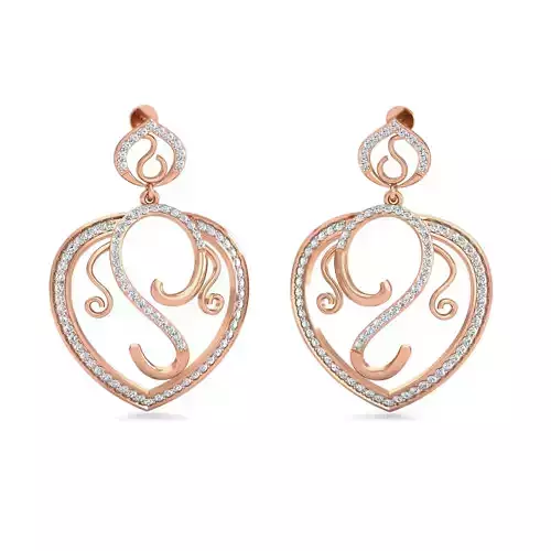 Women long earrings 3dm stl render detail