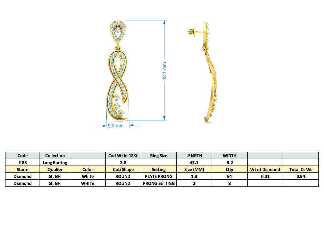 Women long earrings 3dm stl render detail 3D print model_3