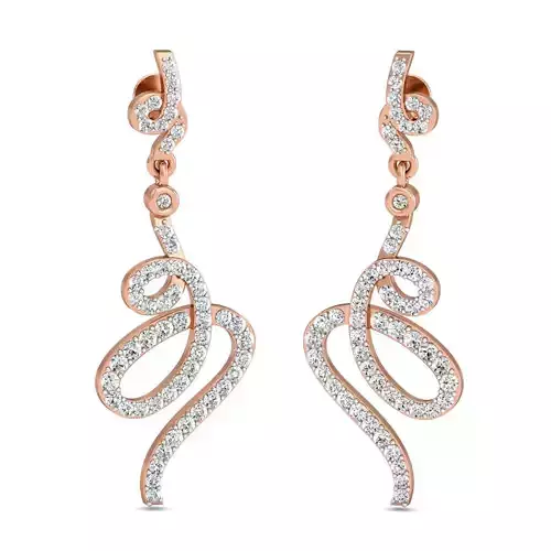 Women long earrings 3dm stl render detail