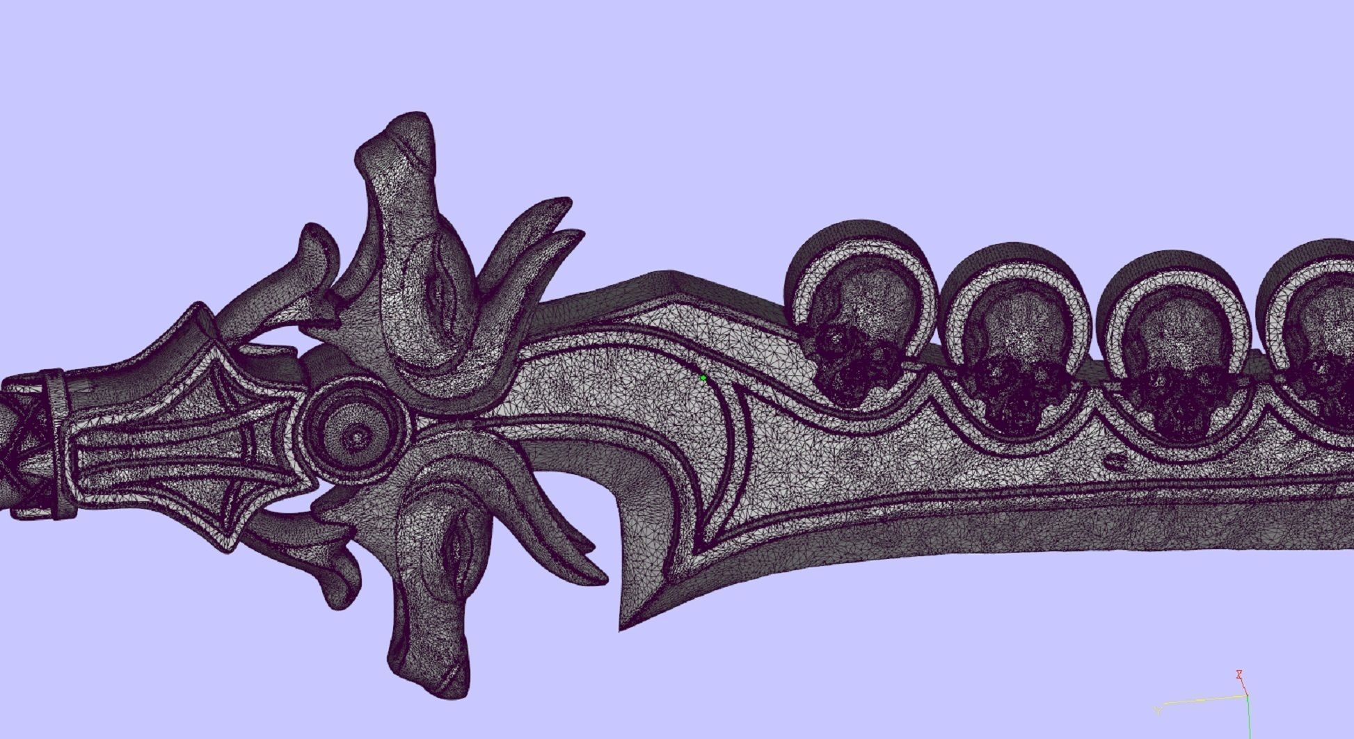 pendant sword with sculls and chain link 3D print model_5