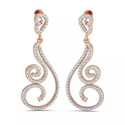 Women long earrings 3dm stl render detail