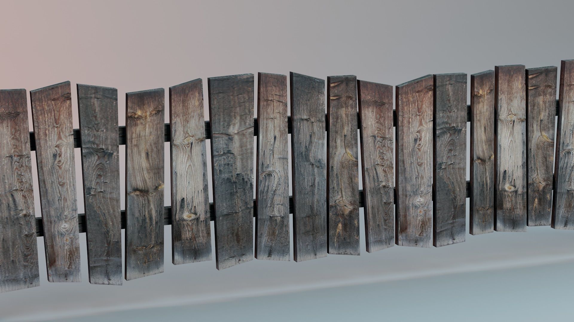 Wooden Fence And Deck And Crate Low-poly 3D model_3