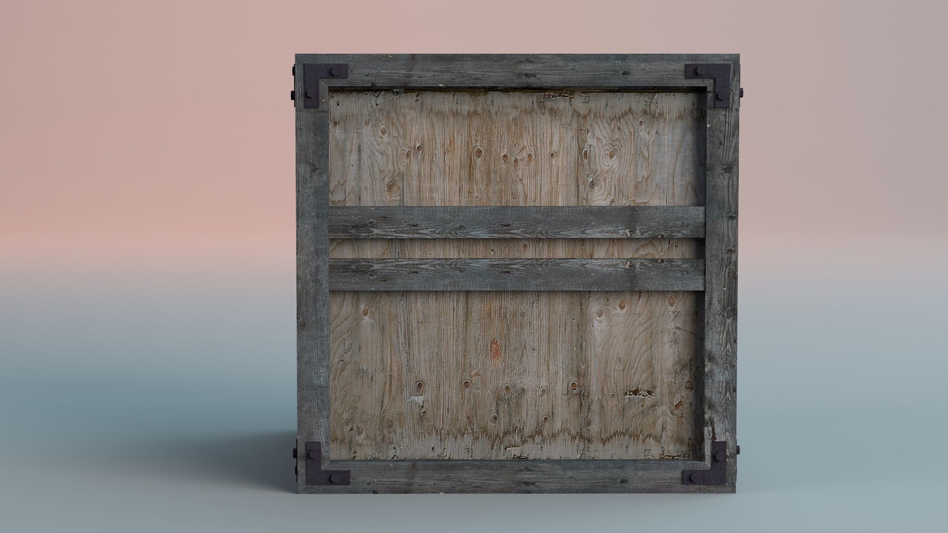 Wooden Fence And Deck And Crate Low-poly 3D model_7