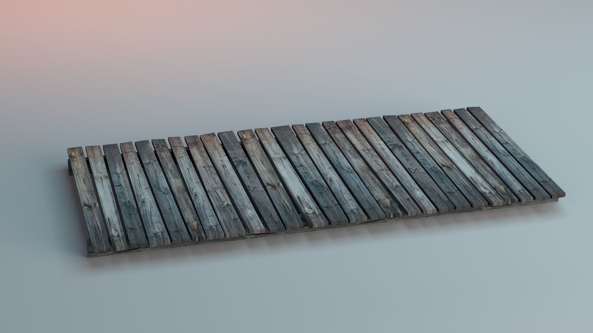 Wooden Fence And Deck And Crate Low-poly 3D model_4