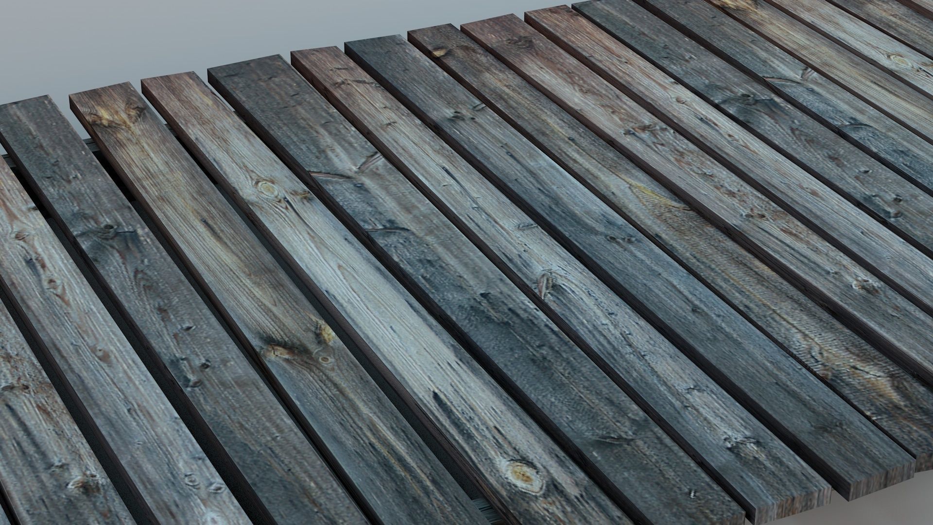 Wooden Fence And Deck And Crate Low-poly 3D model_5