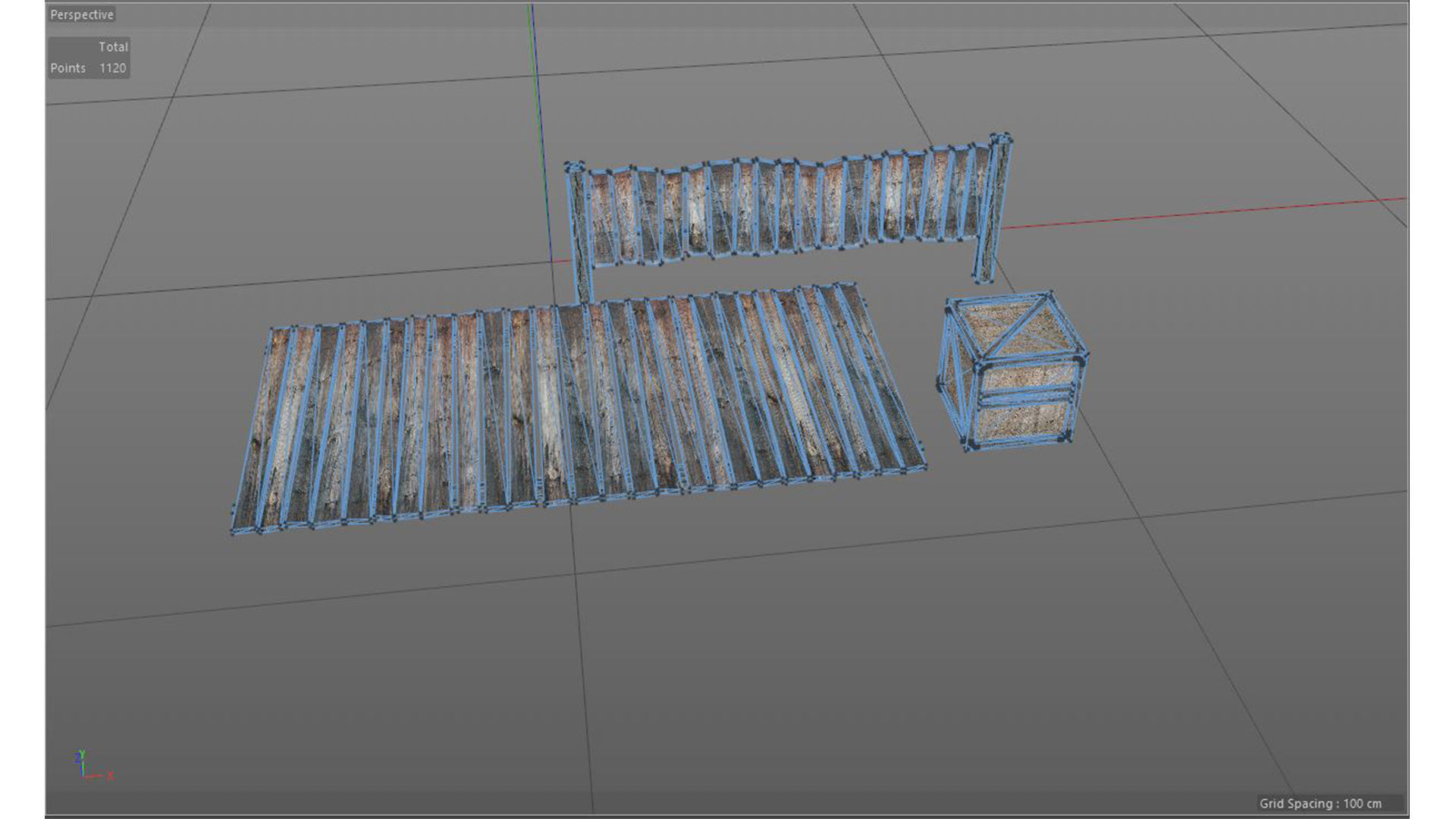 Wooden Fence And Deck And Crate Low-poly 3D model_13