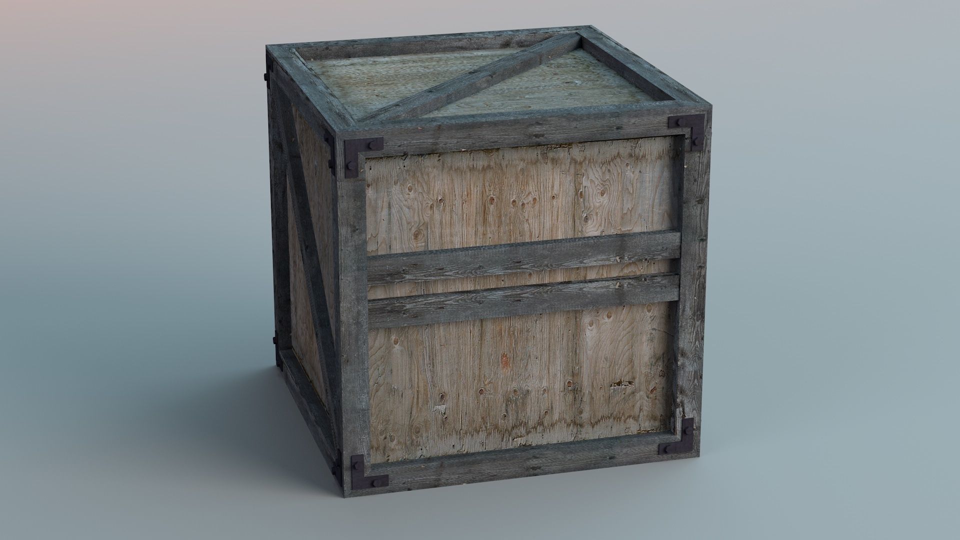 Wooden Fence And Deck And Crate Low-poly 3D model_6