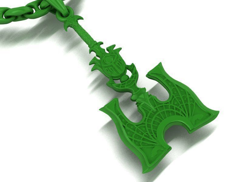 beautyful pendant axe and chain link 3D print model_1