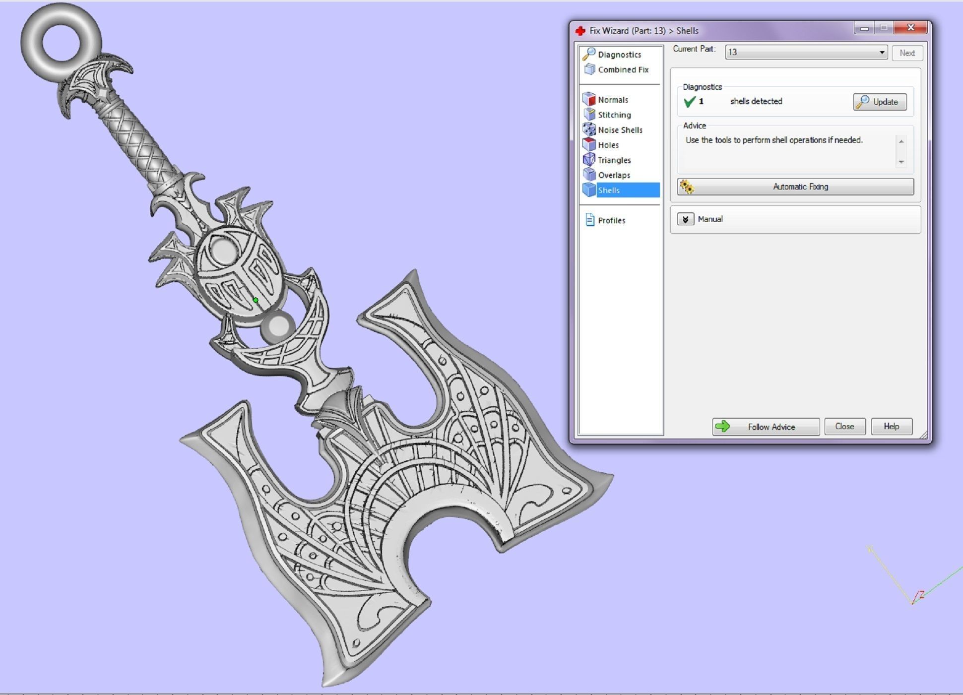 beautyful pendant axe and chain link 3D print model_4