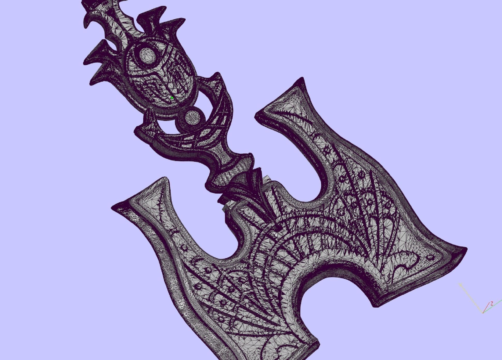 beautyful pendant axe and chain link 3D print model_5