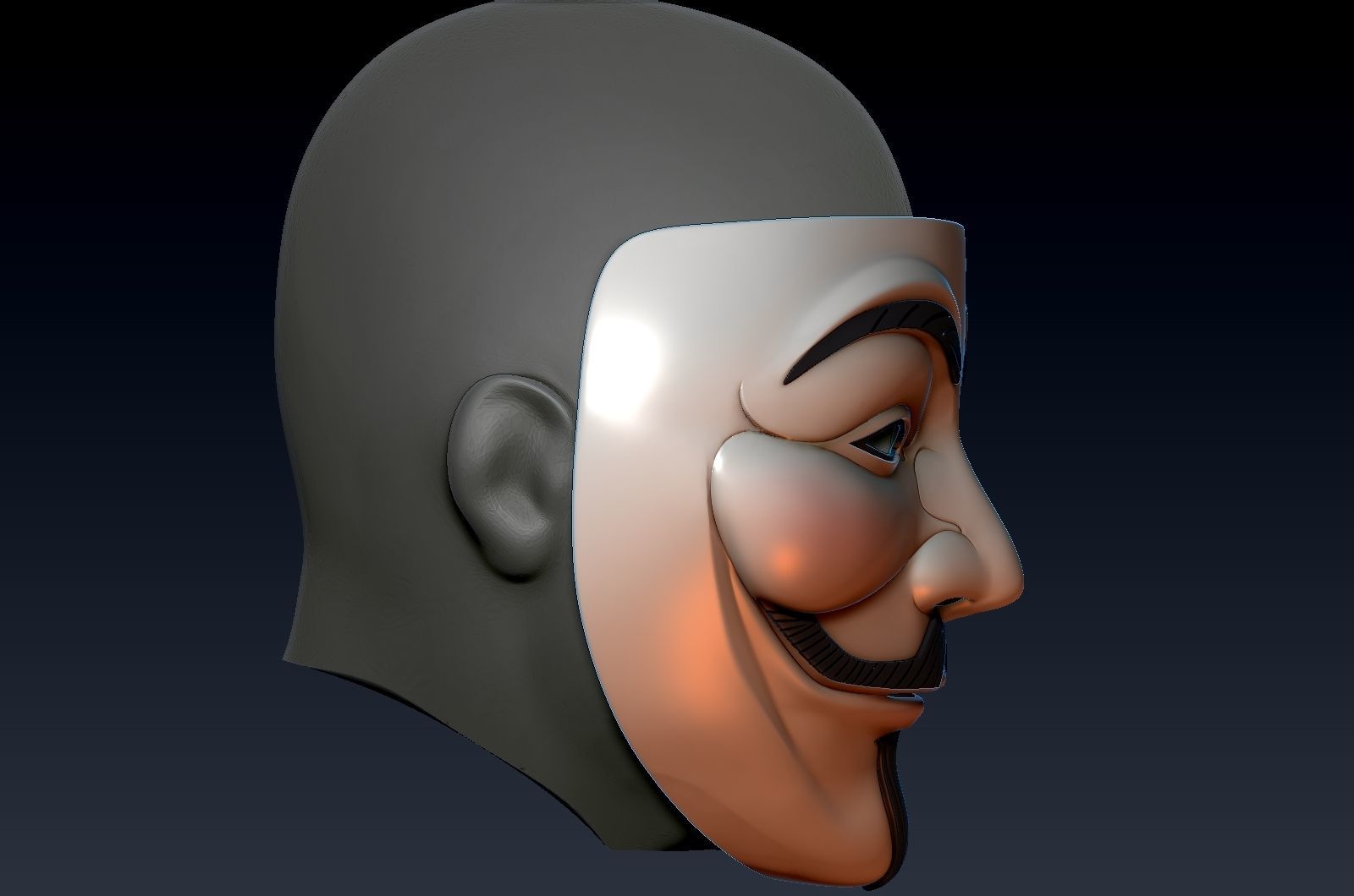 V for vendetta mask zbrush high model 3D model_8