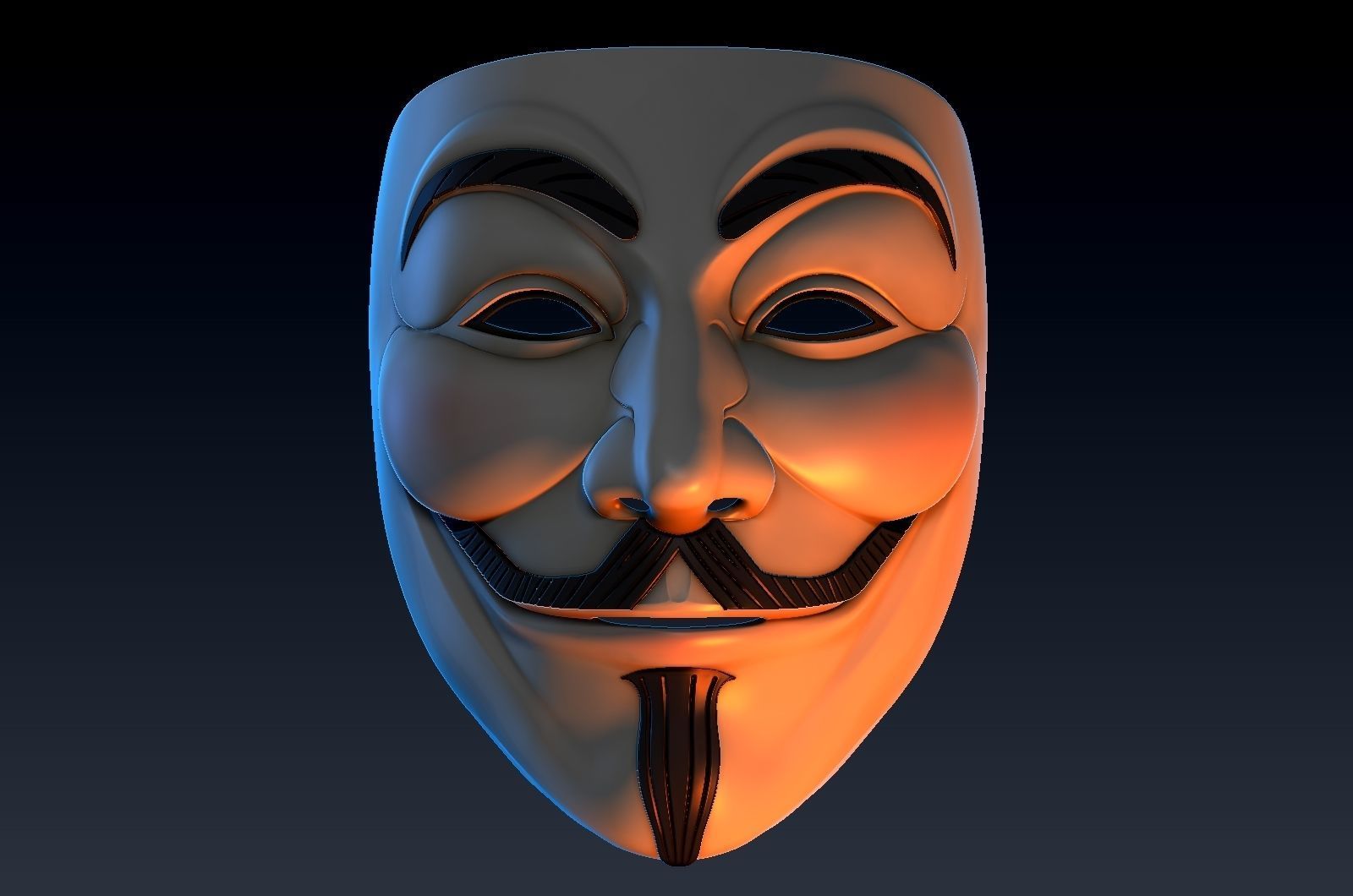 V for vendetta mask zbrush high model 3D model_24