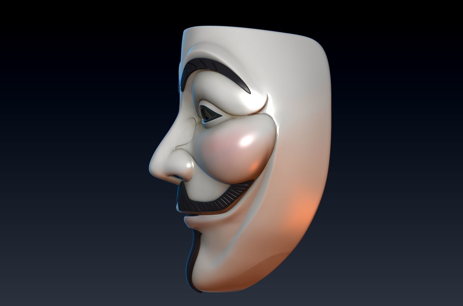 V for vendetta mask zbrush high model 3D model_4