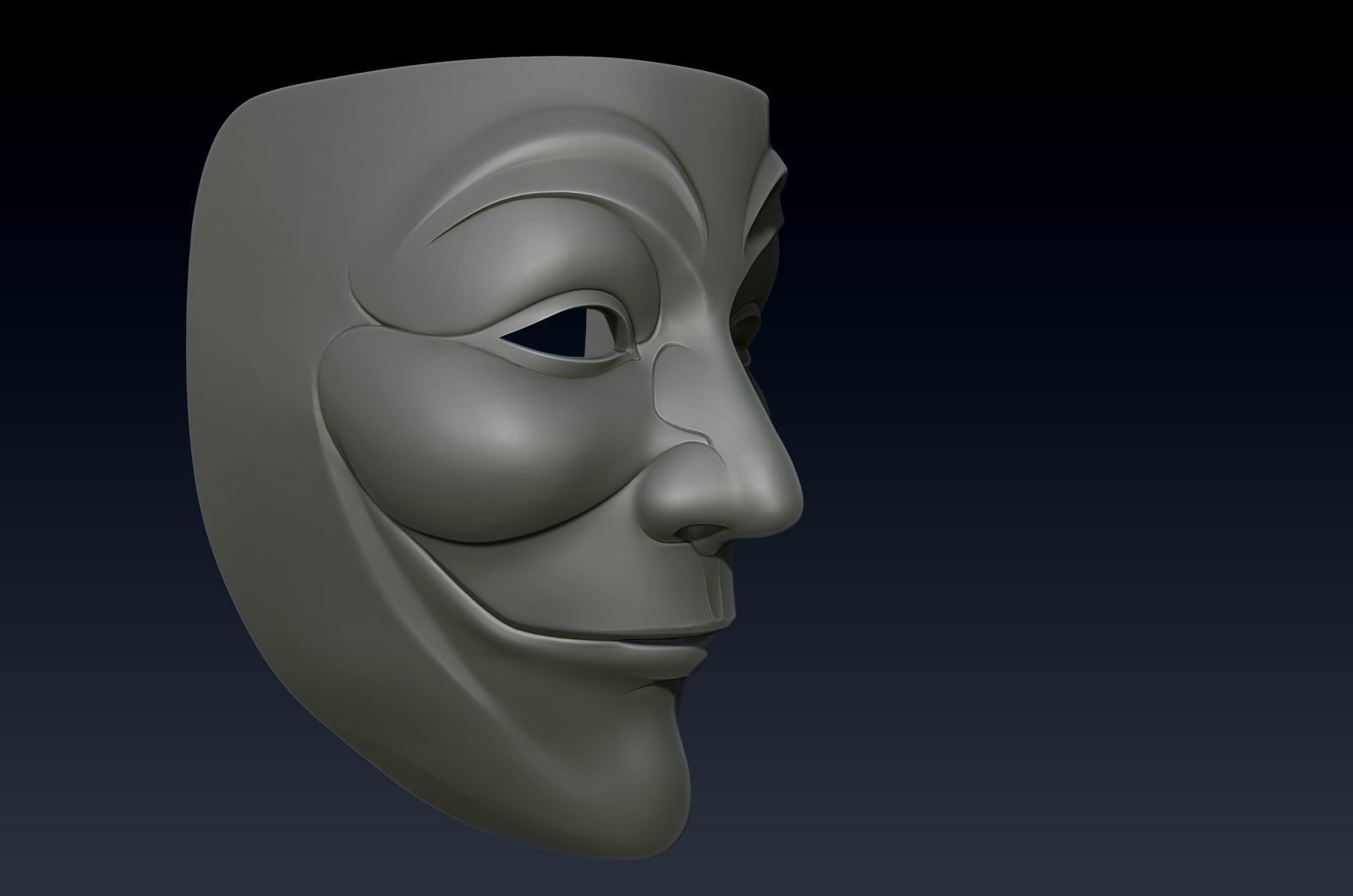 V for vendetta mask zbrush high model 3D model_16