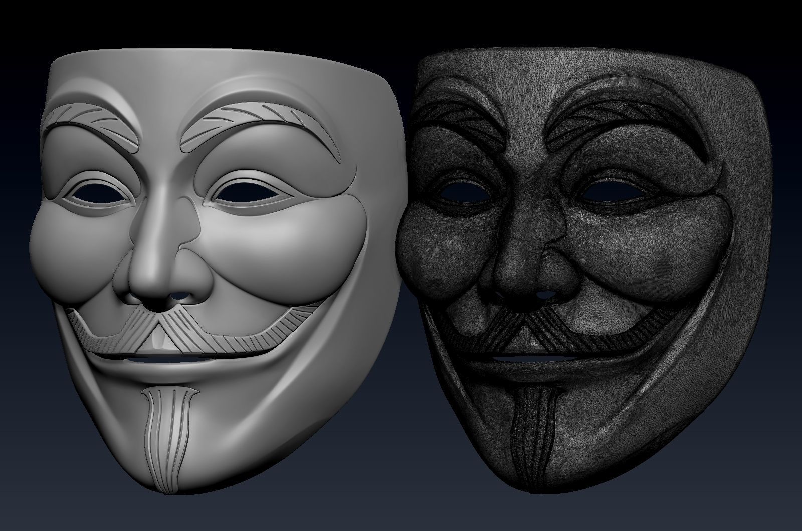 V for vendetta mask zbrush high model 3D model_21