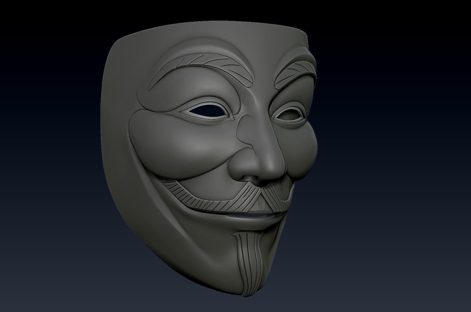 V for vendetta mask zbrush high model 3D model_13