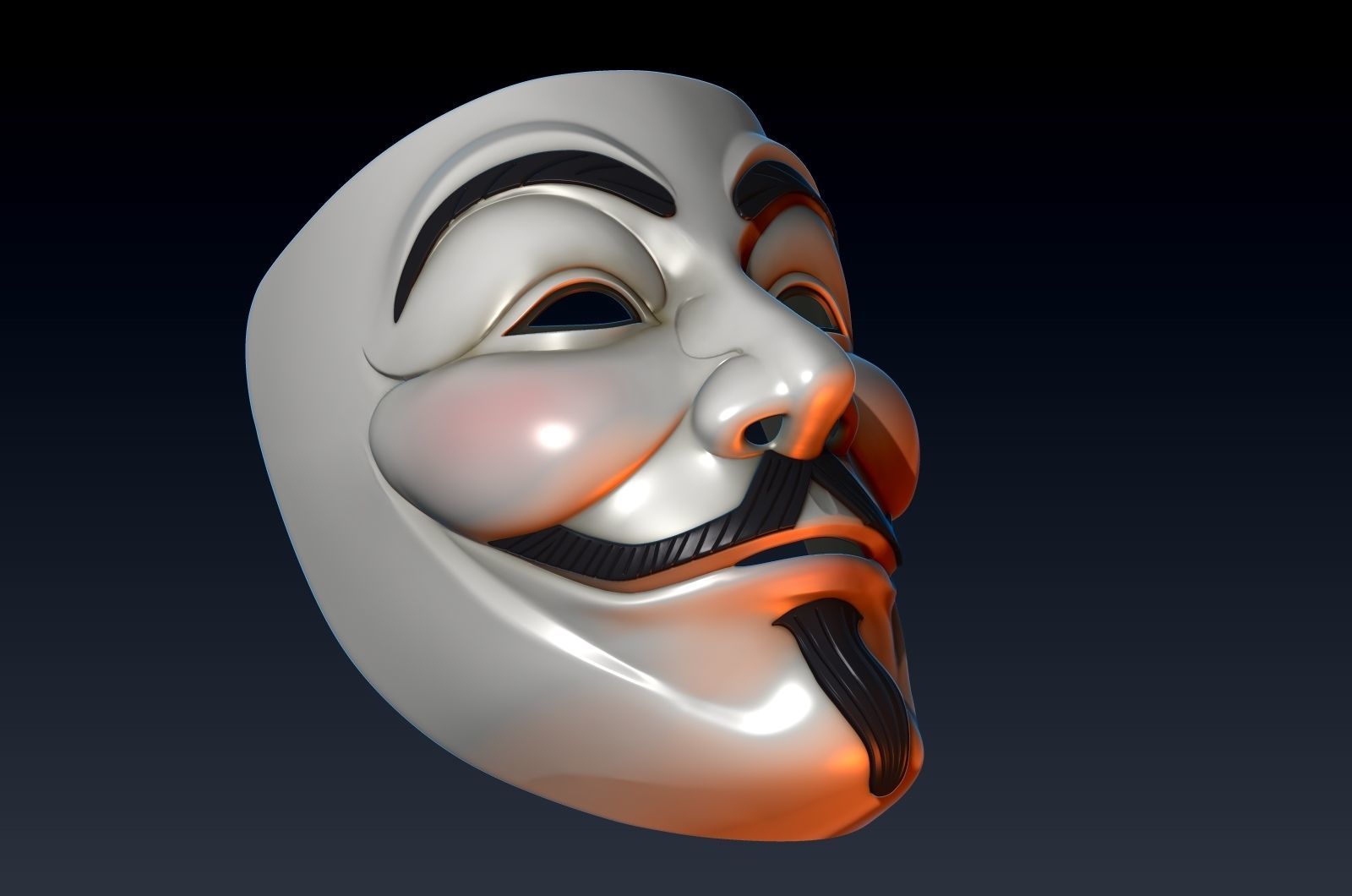 V for vendetta mask zbrush high model 3D model_5