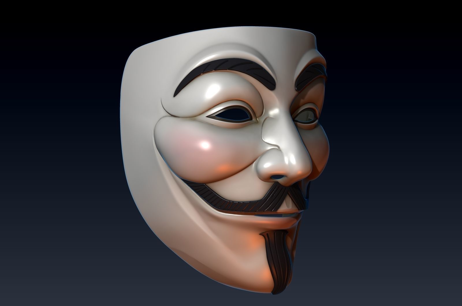 V for vendetta mask zbrush high model 3D model_3