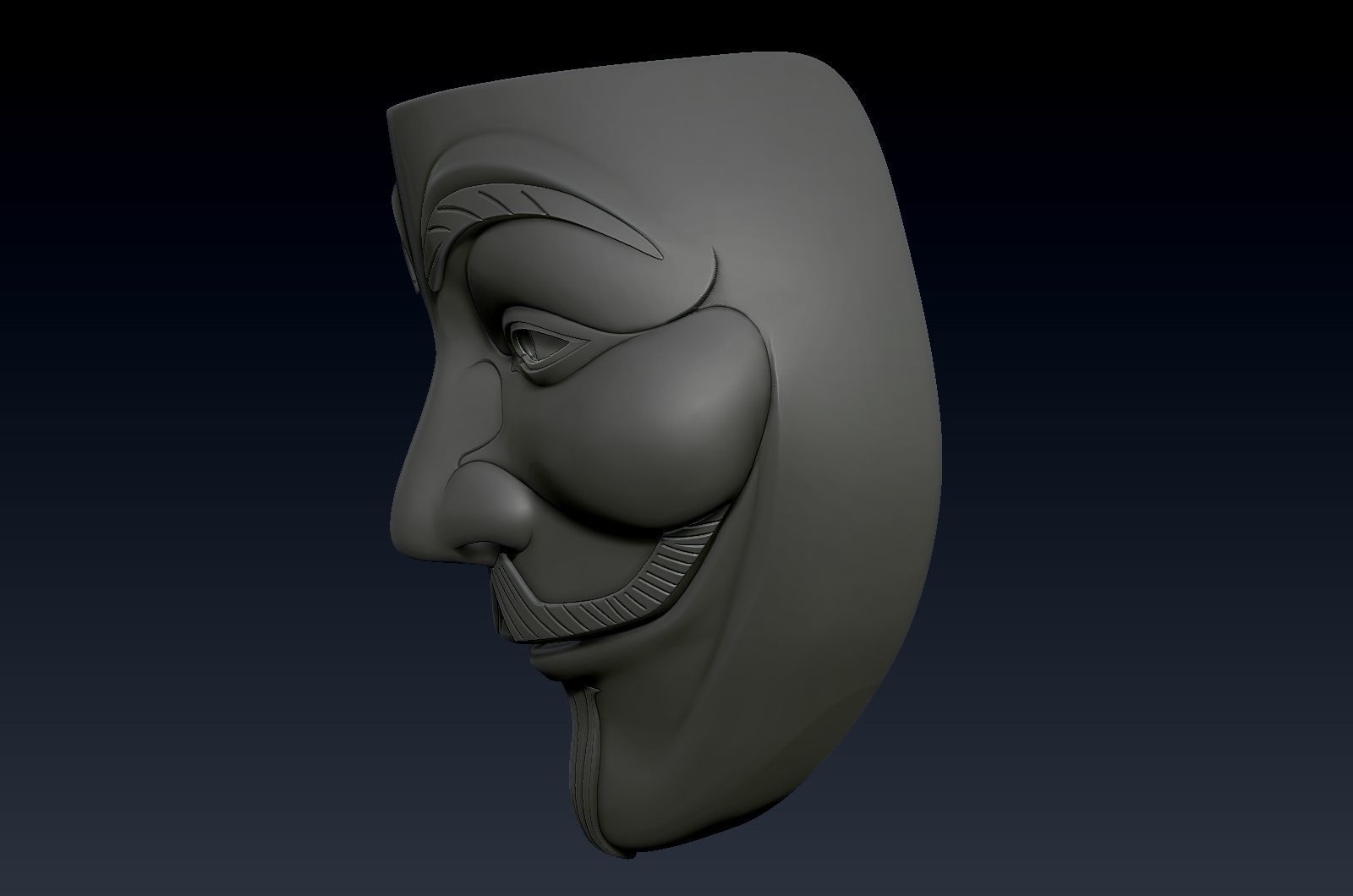 V for vendetta mask zbrush high model 3D model_14