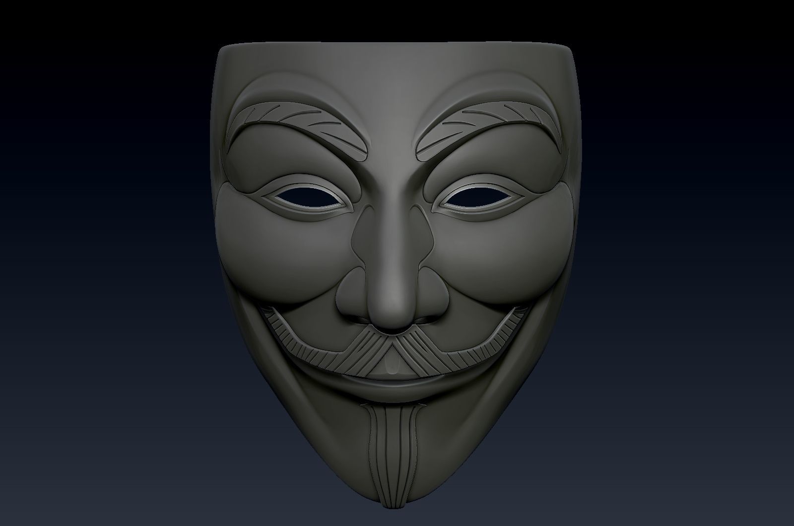 V for vendetta mask zbrush high model 3D model_12