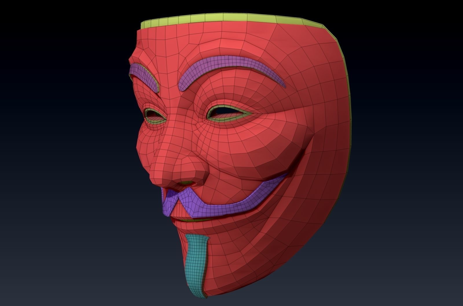 V for vendetta mask zbrush high model 3D model_18
