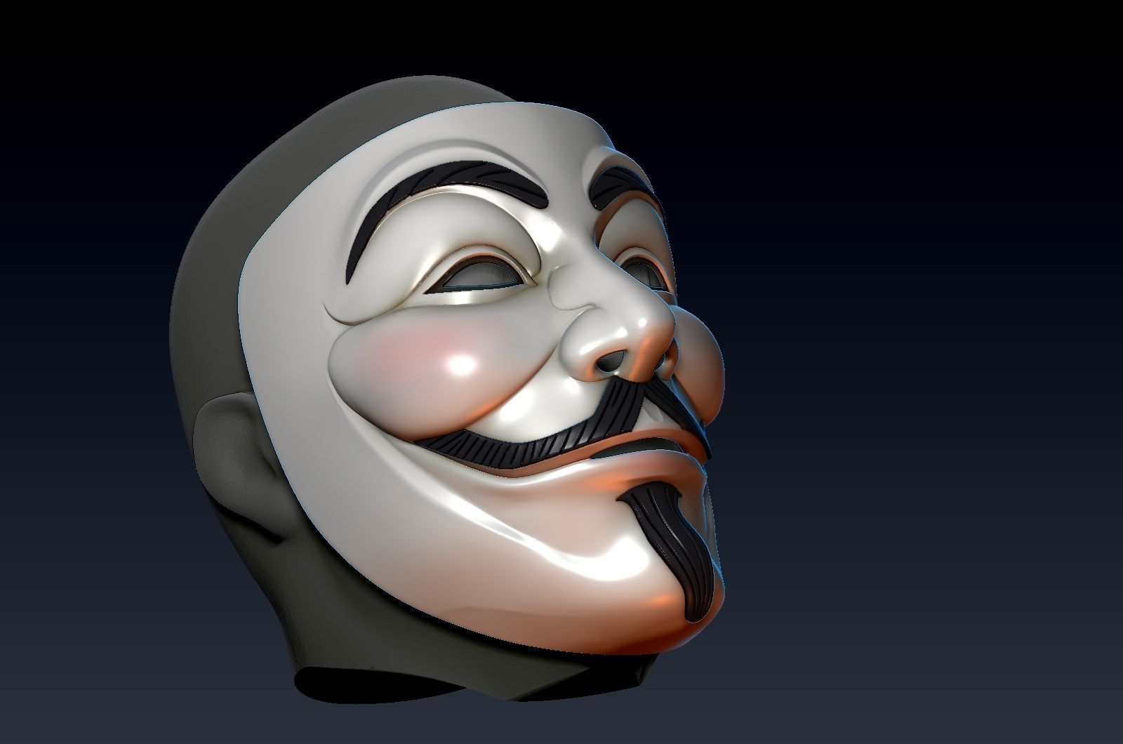 V for vendetta mask zbrush high model 3D model_11