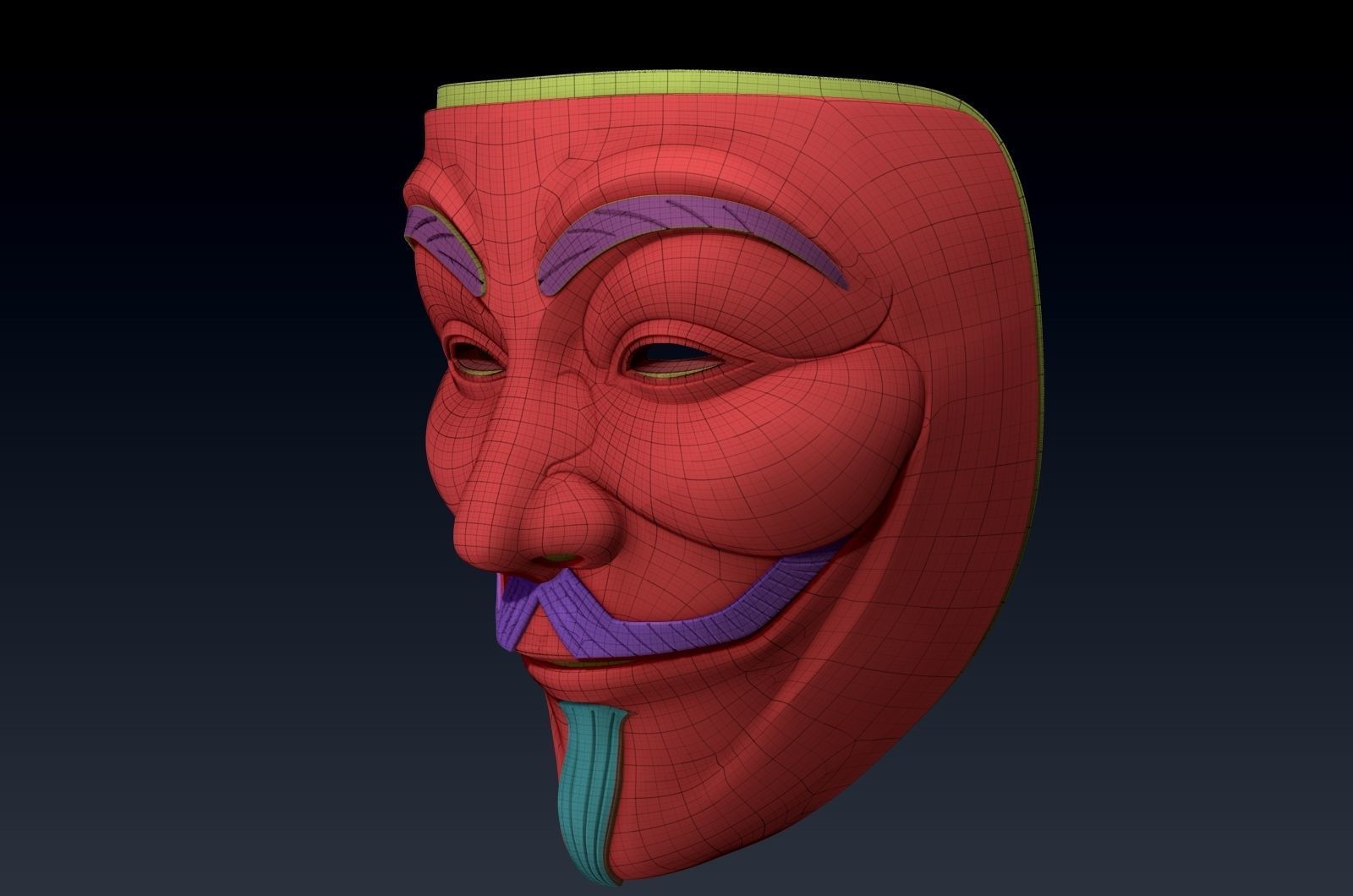 V for vendetta mask zbrush high model 3D model_19