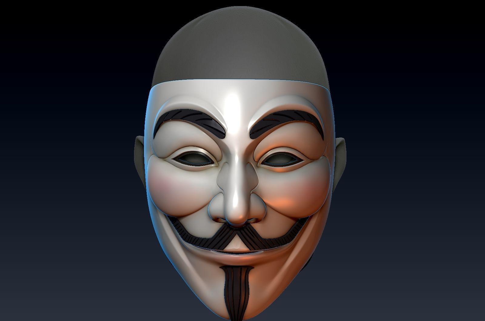 V for vendetta mask zbrush high model 3D model_7