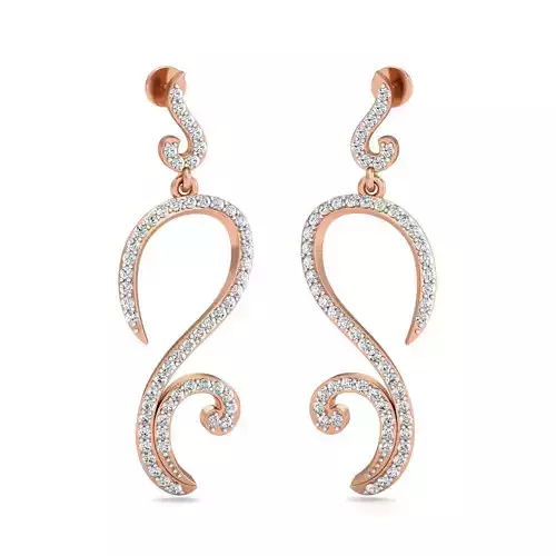 Women long earrings 3dm stl render detail