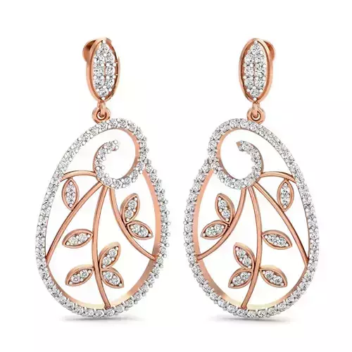 Women long earrings 3dm stl render detail