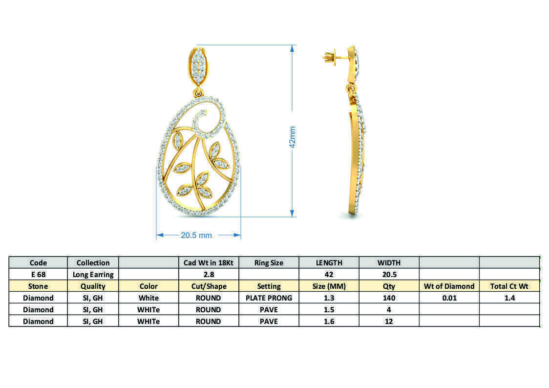 Women long earrings 3dm stl render detail 3D print model_3