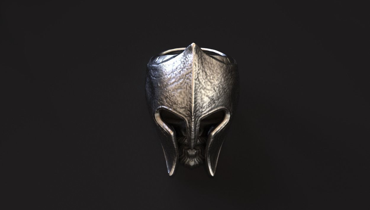 Leonidas Spartan Helmet Skull Ring Stl 3D Model Silver Casting 3D print model_3