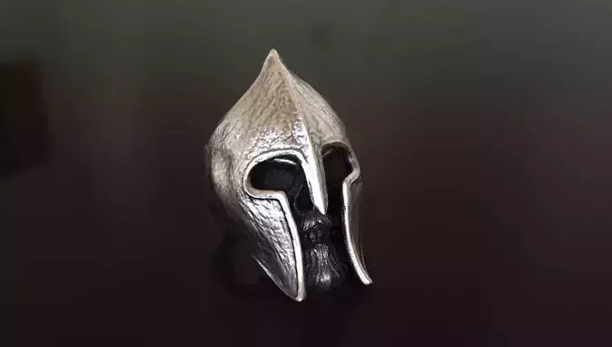 Leonidas Spartan Helmet Skull Ring Stl 3D Model Silver Casting