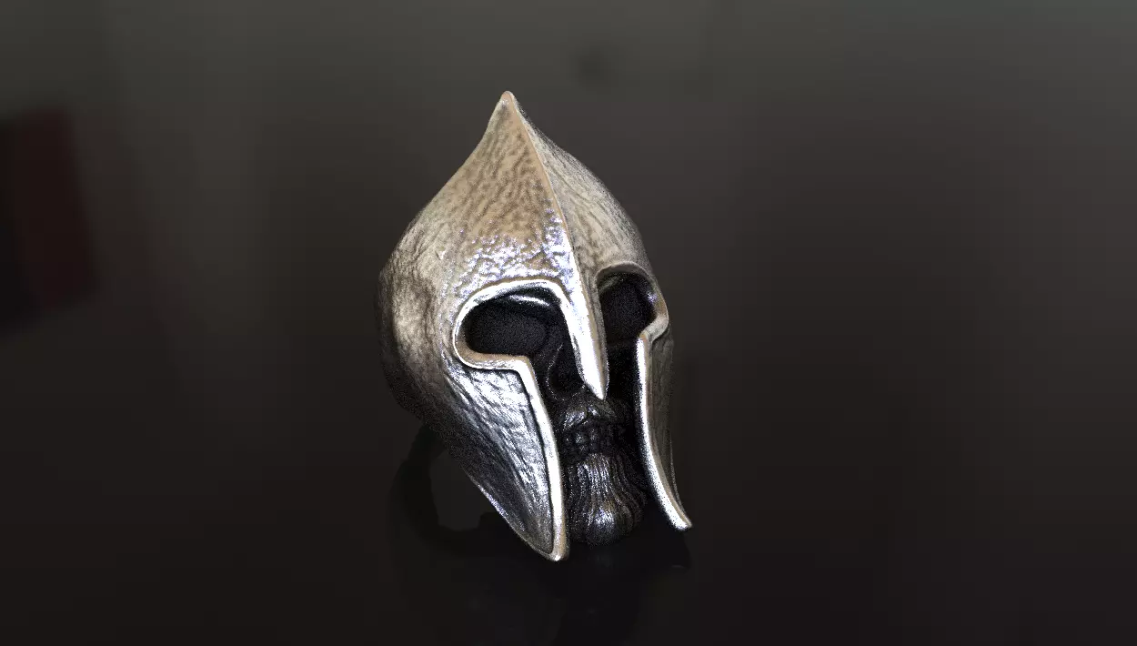 Leonidas Spartan Helmet Skull Ring Stl 3D Model Silver Casting 3D print model_0