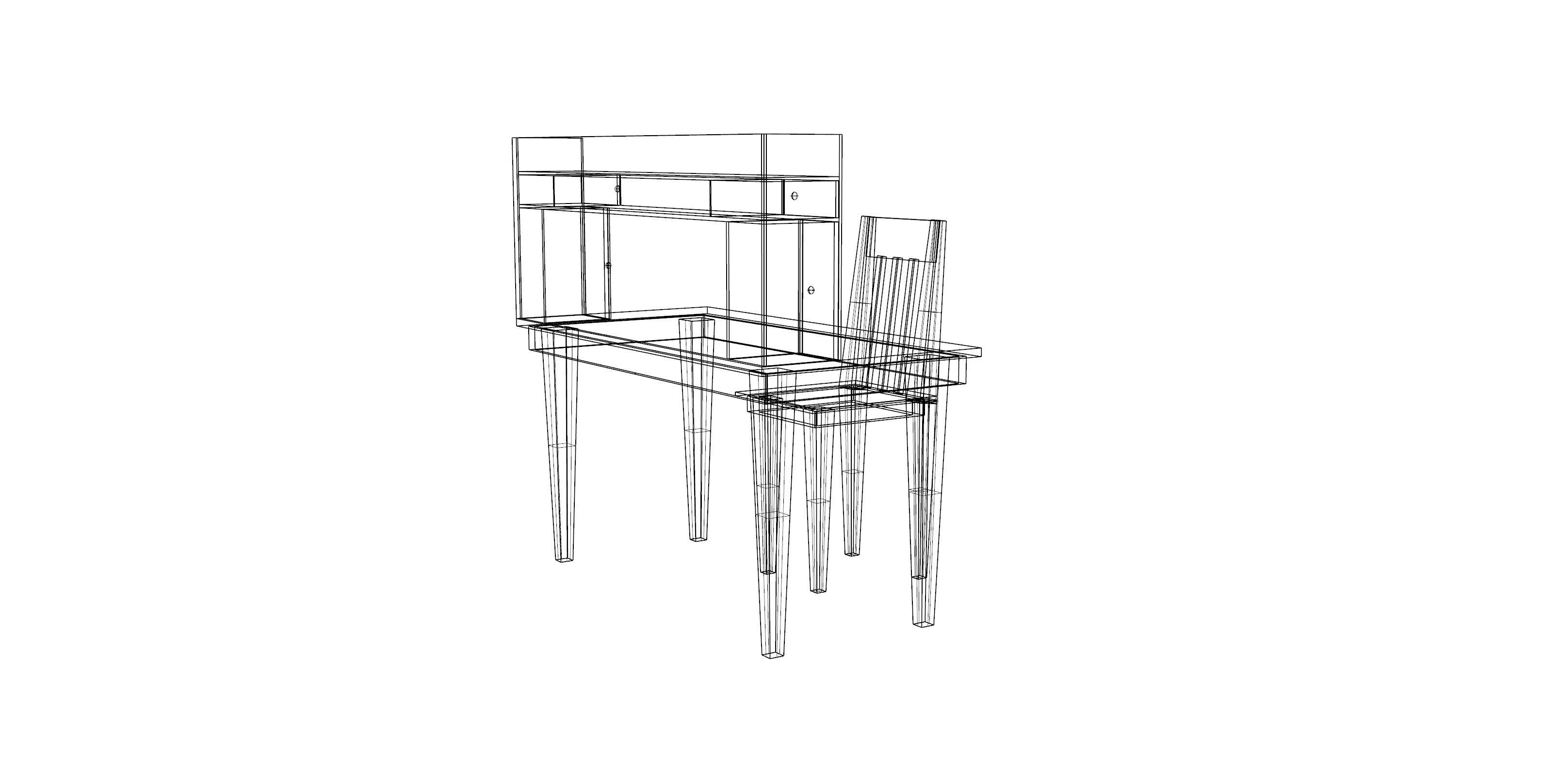 Desk with Chair Free 3D model_6