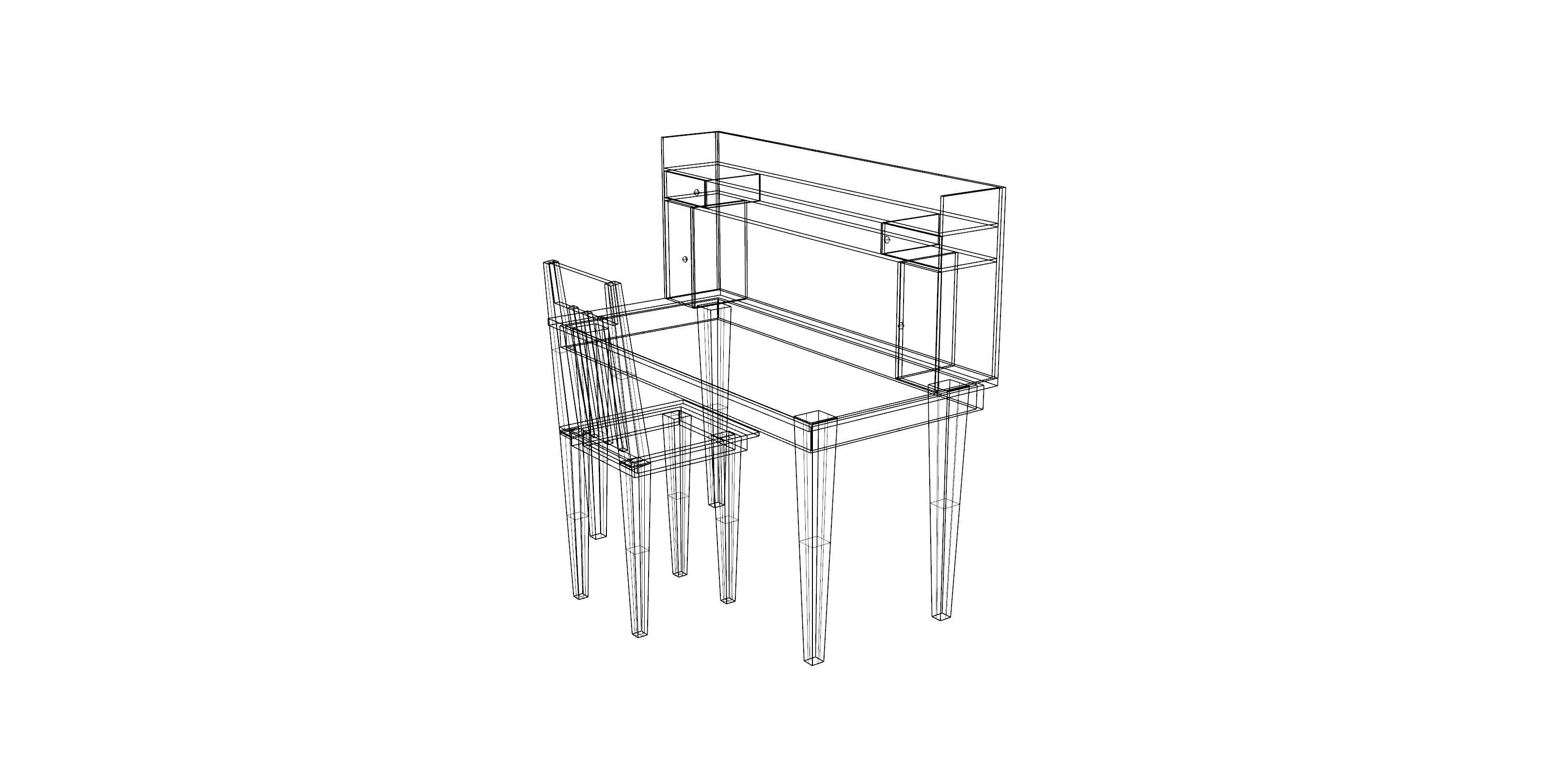 Desk with Chair Free 3D model_5